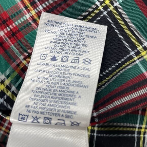 Lands' End Mens Button Down Long Sleeve Black Windowpane Plaid- M/T (15-15 1/2) - Picture 10 of 12